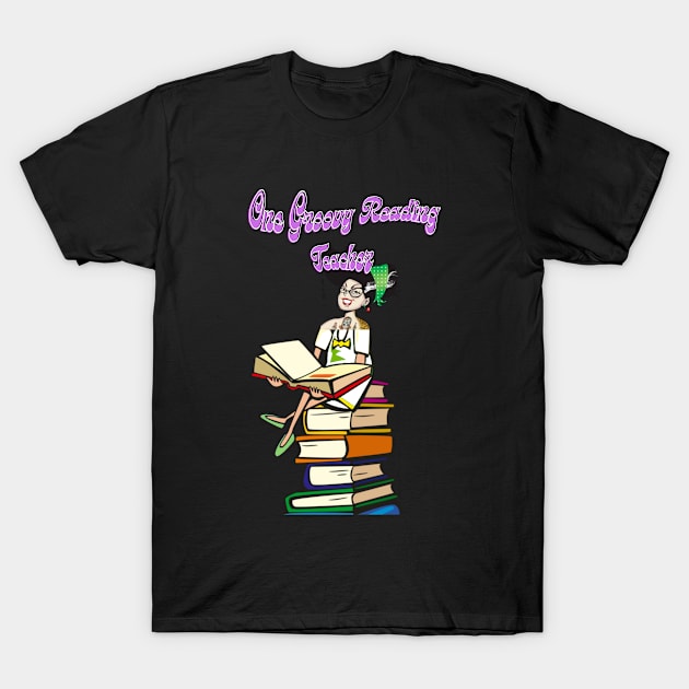 One Groovy Reading Teacher T-Shirt by MckinleyArt